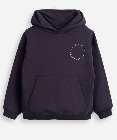 blusão oversized infantil de moletom com capuz cinza