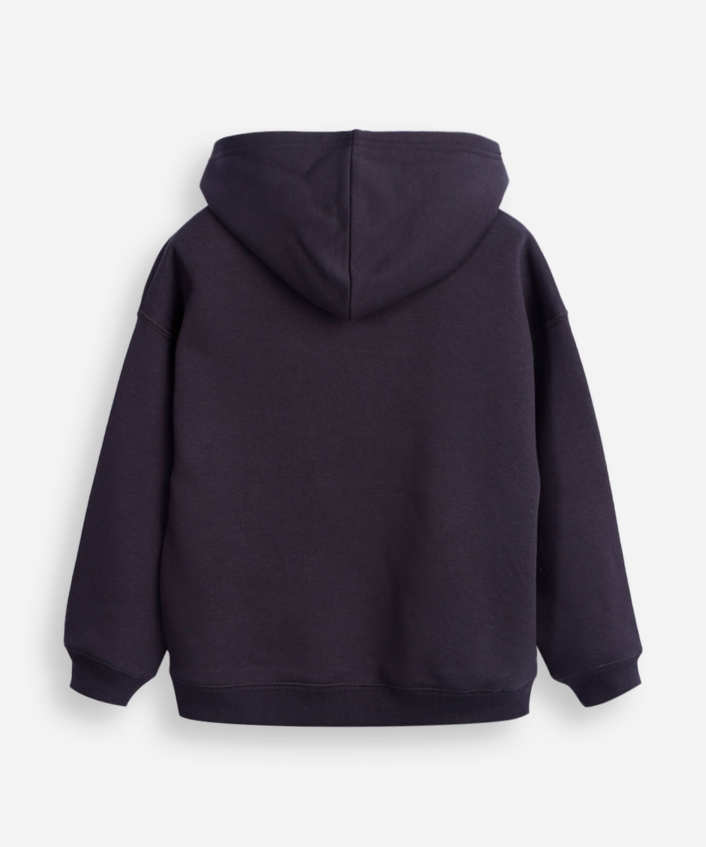 blusão oversized infantil de moletom com capuz cinza