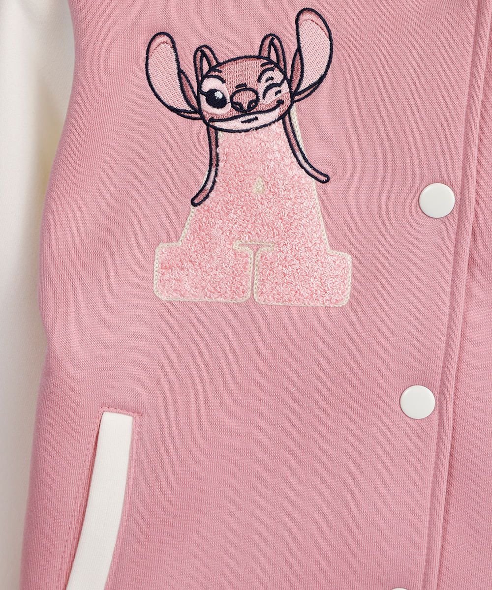 jaqueta bomber infantil de moletom angel rosa