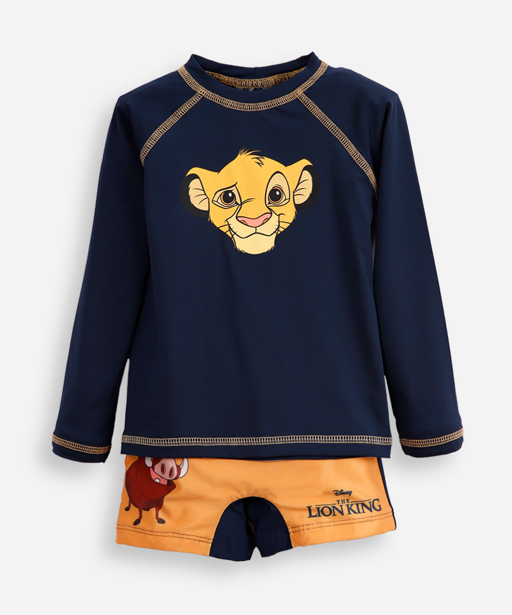 conjunto infantil proteção uv o rei leão azul