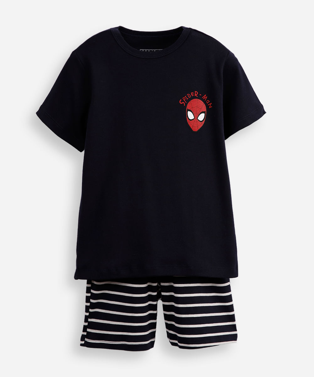 pijama curto infantil homem aranha azul
