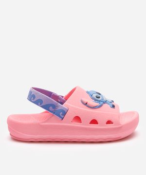 sandália infantil stitch com elástico rosa