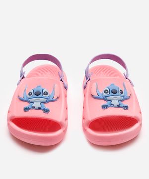 sandália infantil stitch com elástico rosa