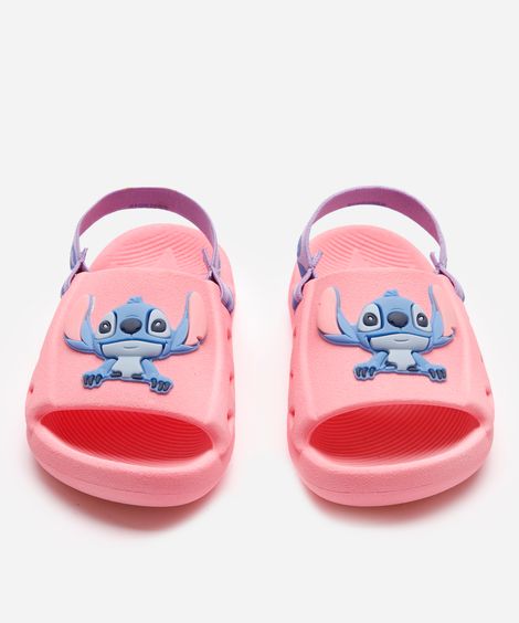 sandália infantil lilo e stitch com elástico azul - rosa