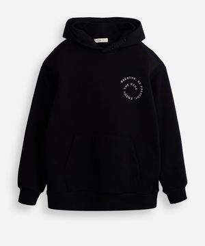 blusão de moletom juvenil com capuz breathe preto