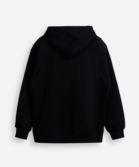 blusão de moletom juvenil com capuz breathe preto