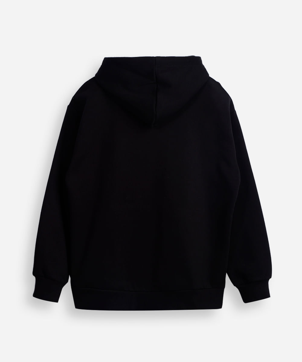 blusão de moletom juvenil com capuz breathe preto