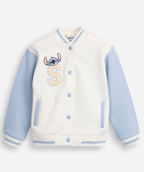 jaqueta bomber infantil de moletom stitch off white