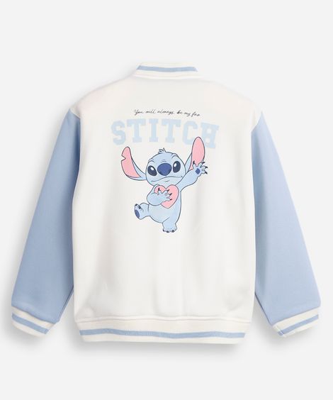 jaqueta bomber infantil de moletom stitch off white