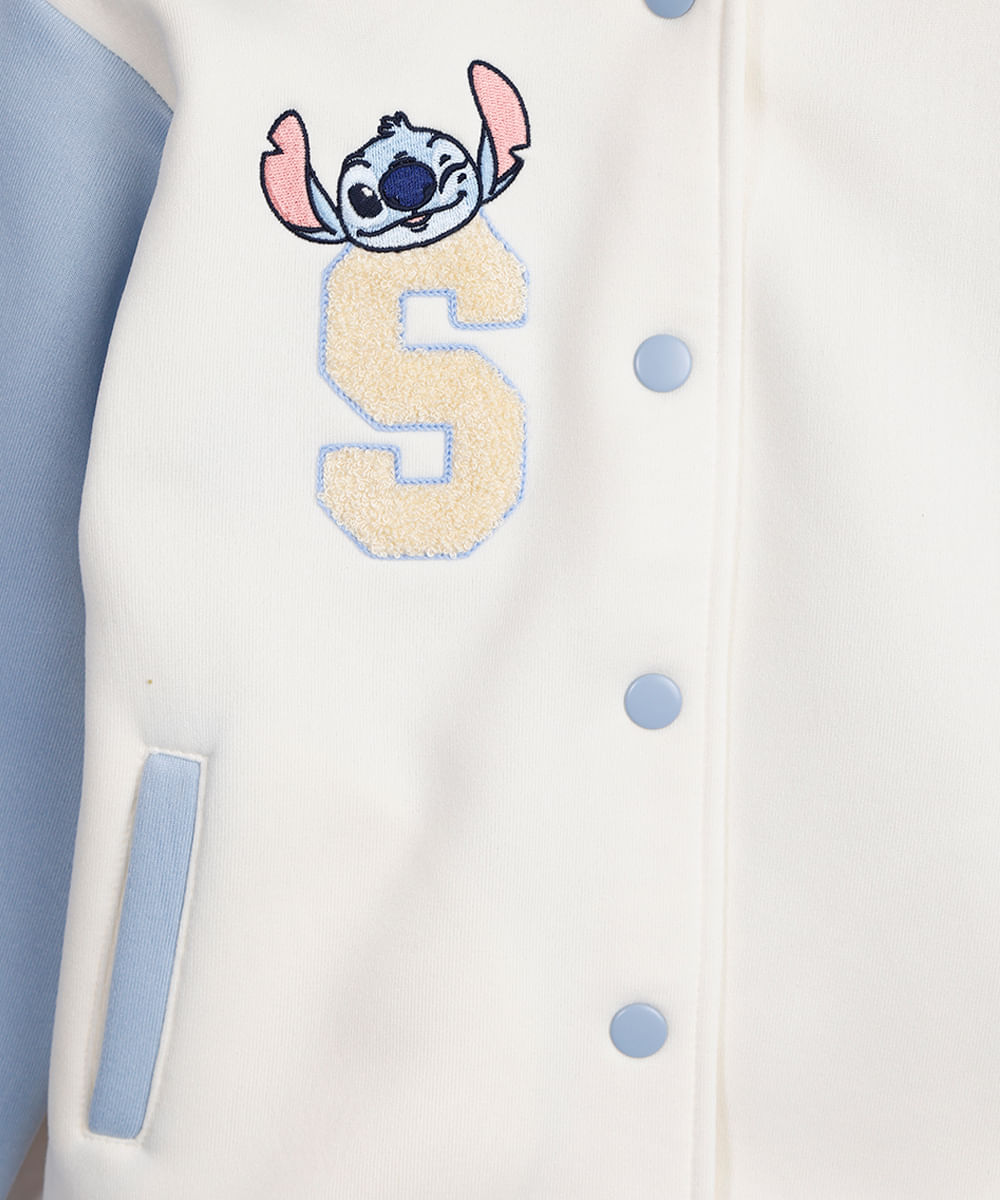 jaqueta bomber infantil de moletom stitch off white