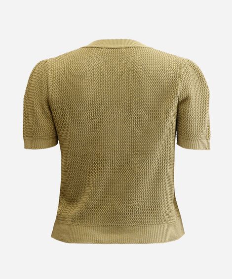 blusa feminina de tricot manga bufante texturizada plus size verde