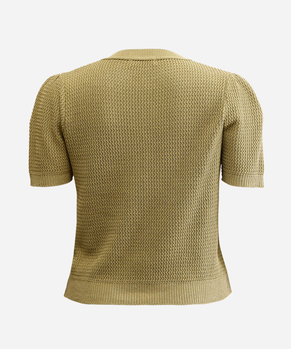 blusa feminina de tricot manga bufante texturizada plus size verde