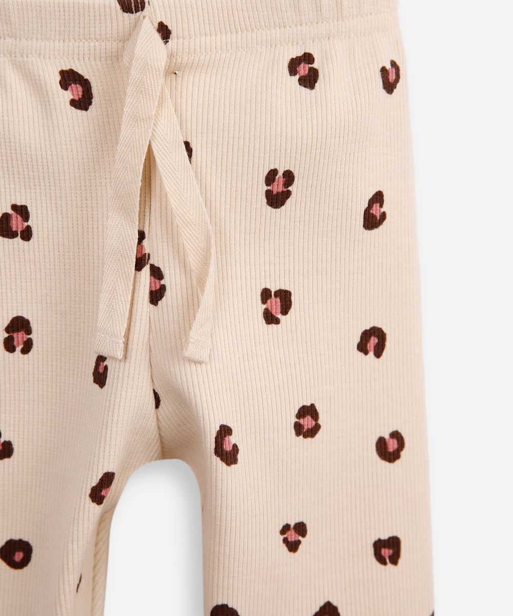conjunto infantil longo de moletom animal print rosa
