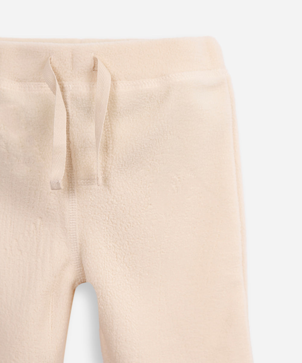 conjunto infantil longo de moletom ursinho bege