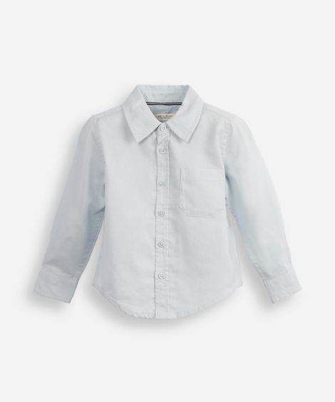 camisa de algodão infantil manga longa azul