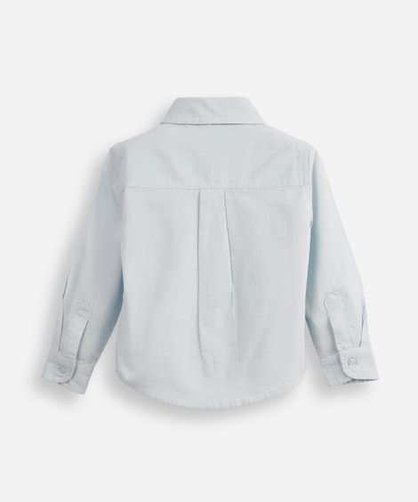 camisa de algodão infantil manga longa azul