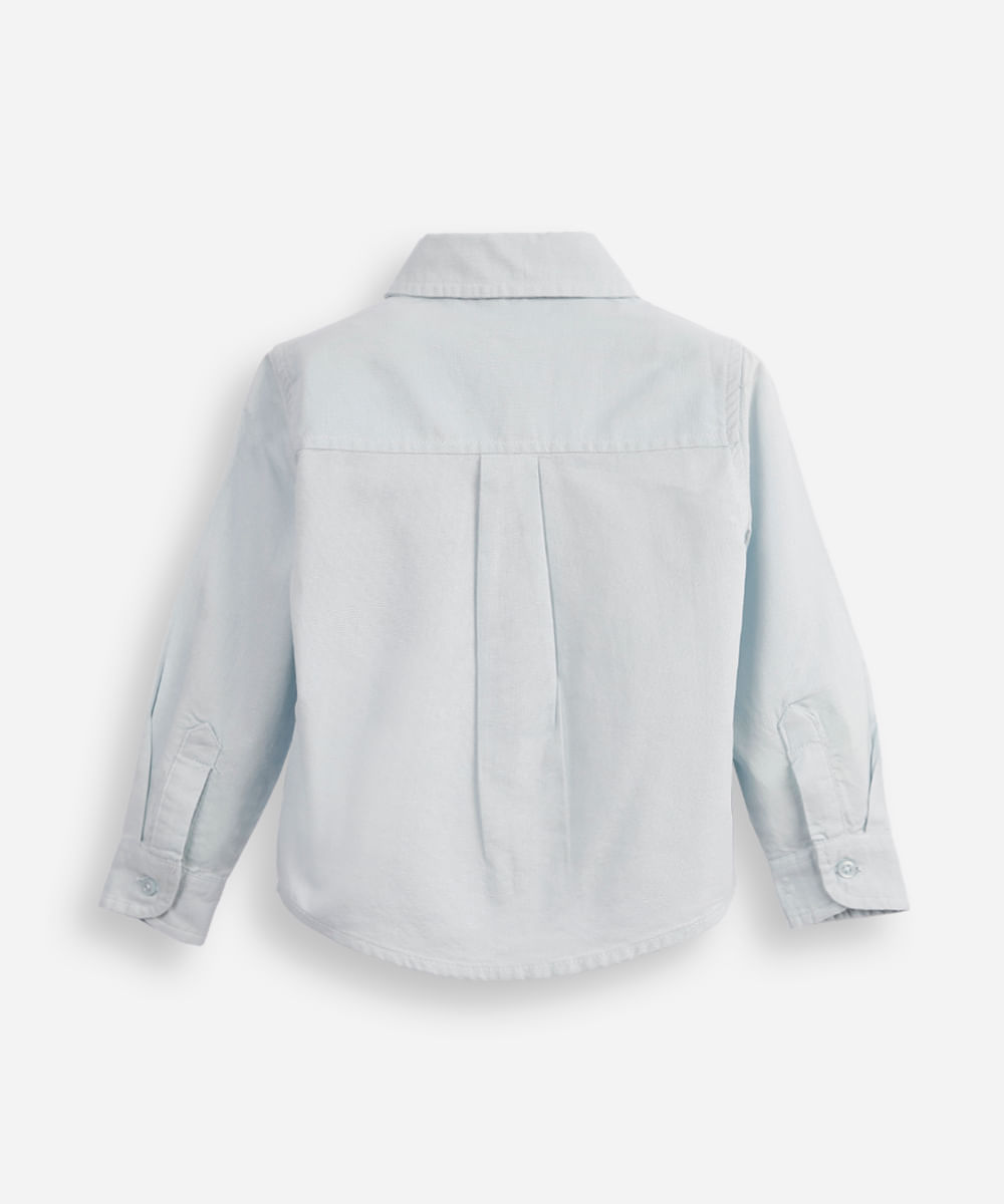 camisa de algodão infantil manga longa azul