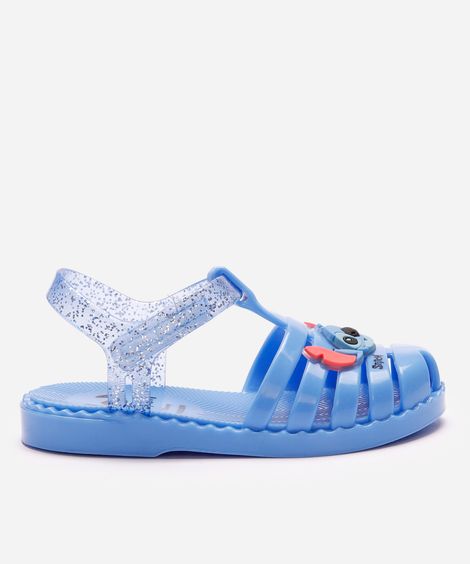 sandália fechada infantil stitch com brilho azul