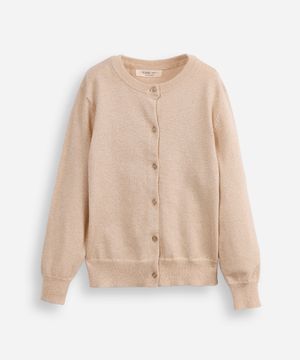 cardigan de tricot infantil com lurex dourado
