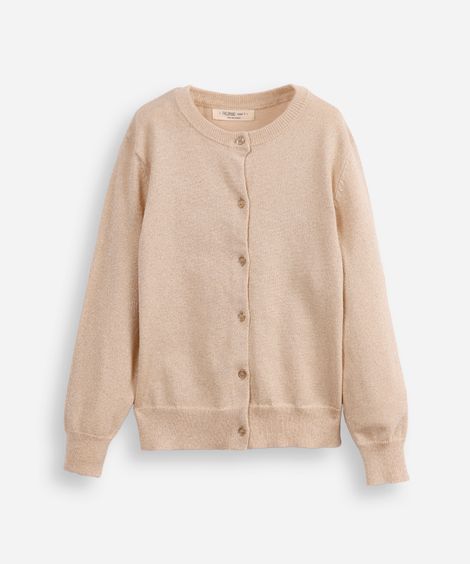 cardigan de tricot infantil com lurex dourado