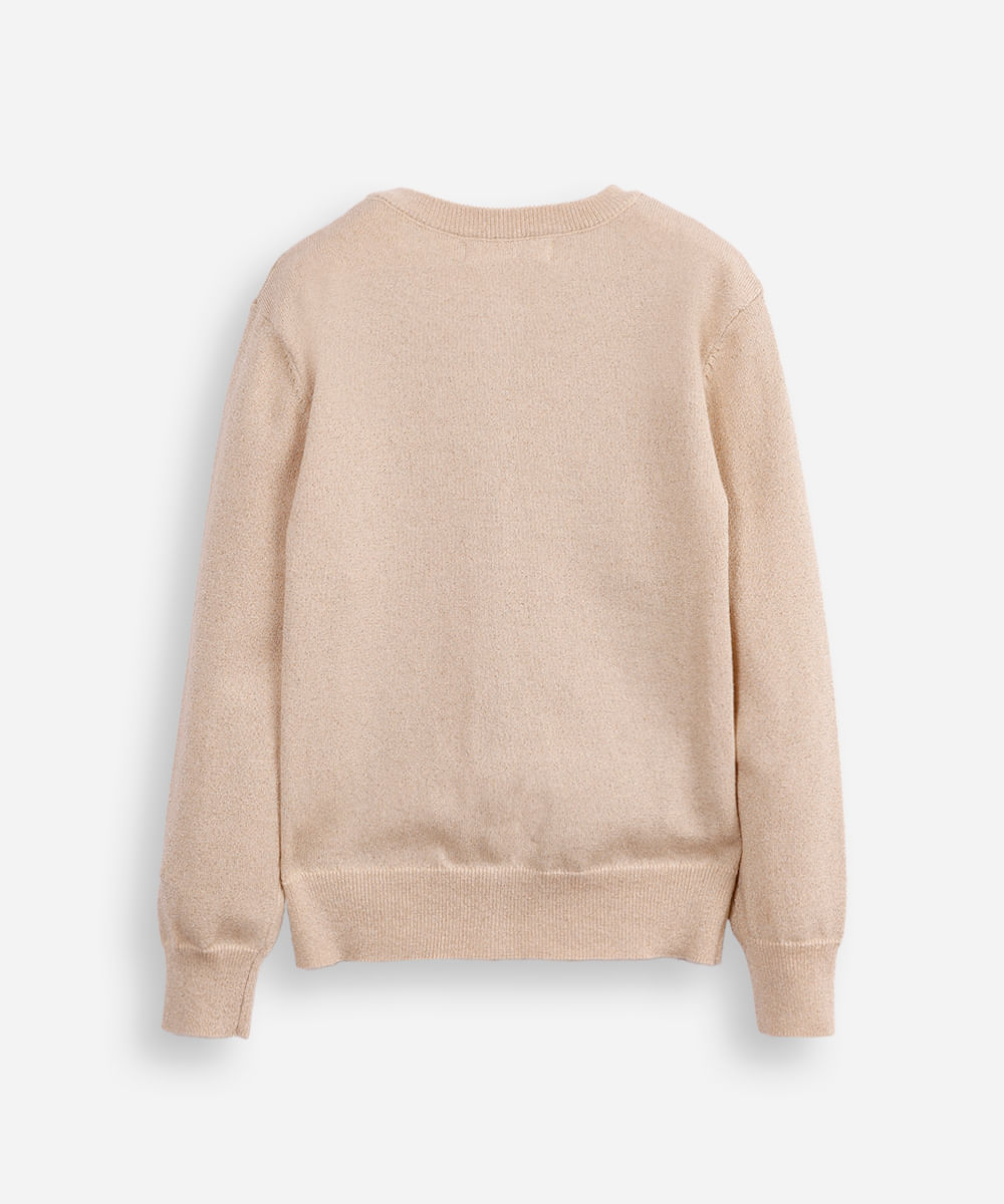 cardigan de tricot infantil com lurex dourado