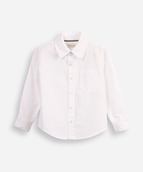camisa de algodão infantil manga longa off white