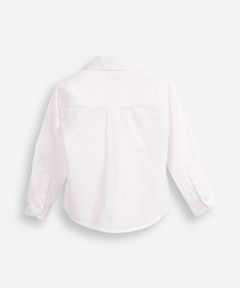 camisa de algodão infantil manga longa off white
