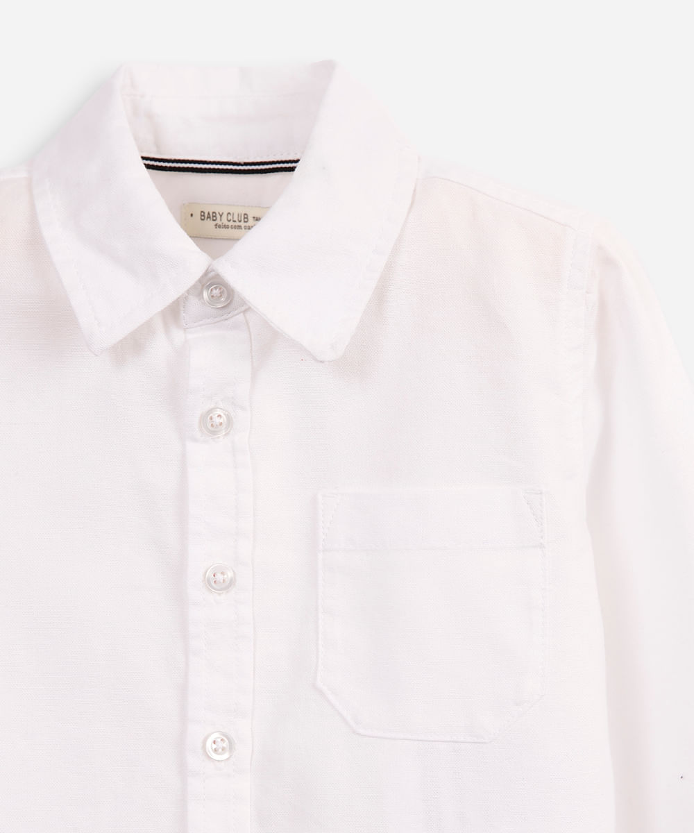 camisa de algodão infantil manga longa off white