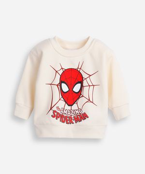 blusão de moletom infantil homem aranha bege