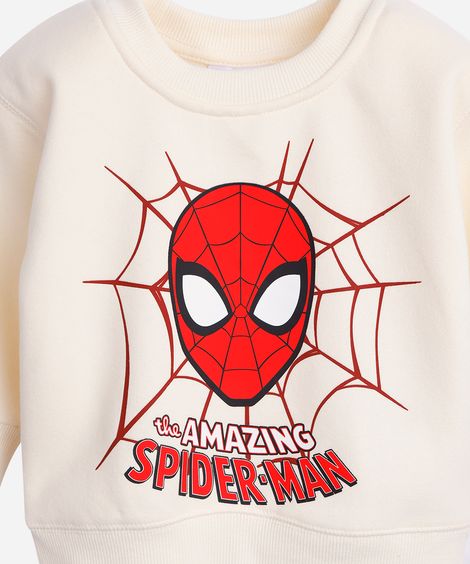 blusão de moletom infantil homem aranha bege