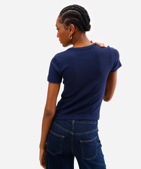 blusa feminina de viscose canelada azul