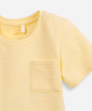 conjunto curto infantil de algodão texturizado amarelo