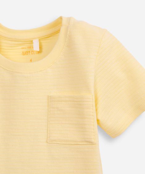conjunto curto infantil de algodão texturizado amarelo
