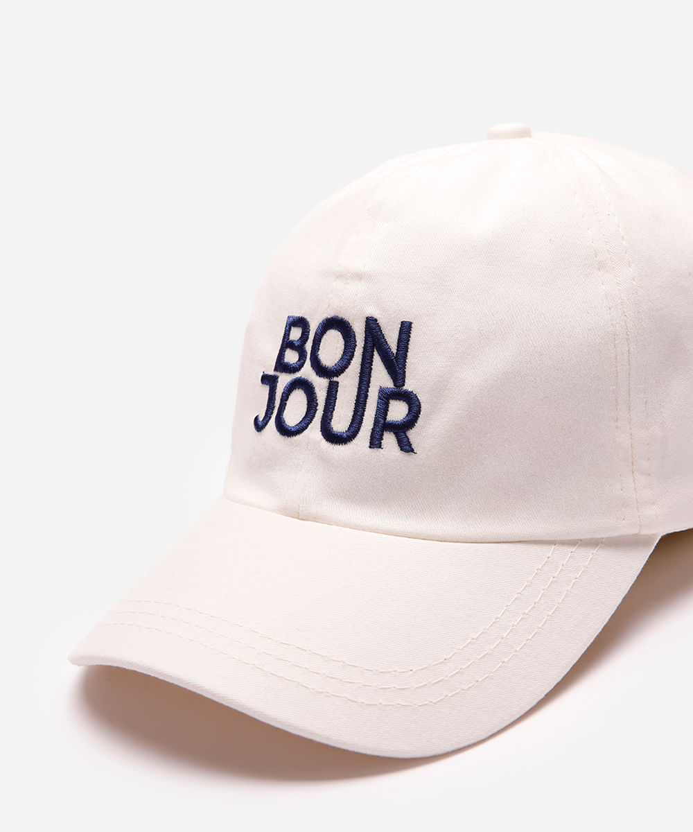 boné de sarja aba curva bonjour branco