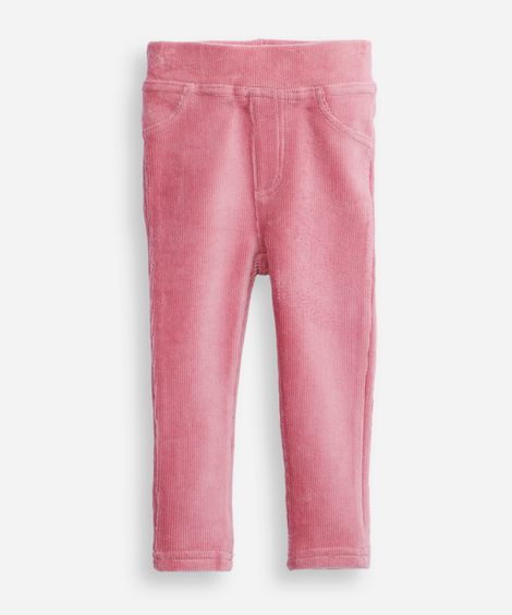 calça legging infantil de veludo texturizada rosa