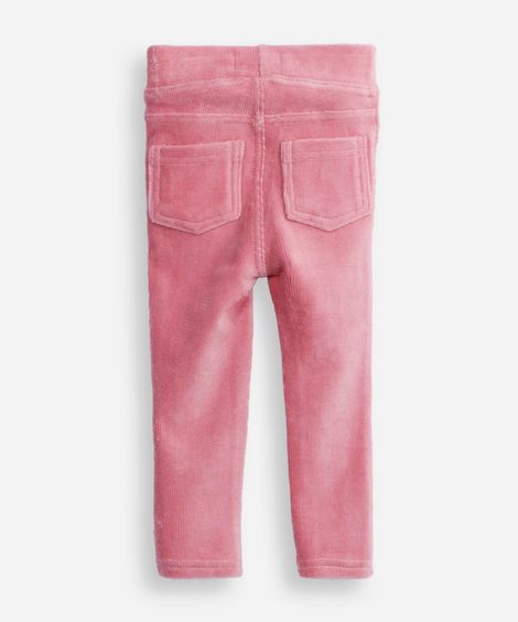 calça legging infantil de veludo texturizada rosa