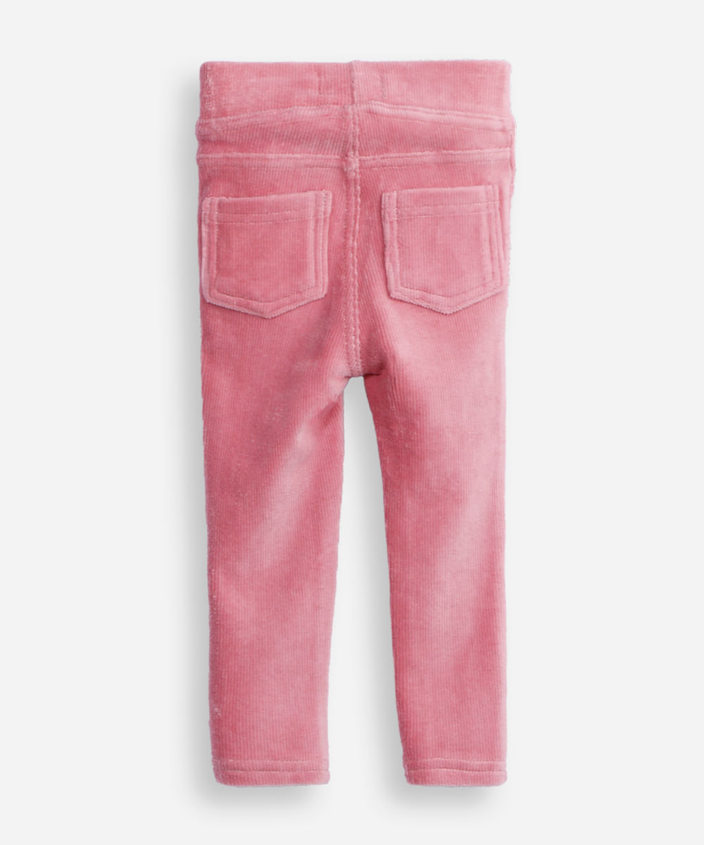 calça legging infantil de veludo texturizada rosa