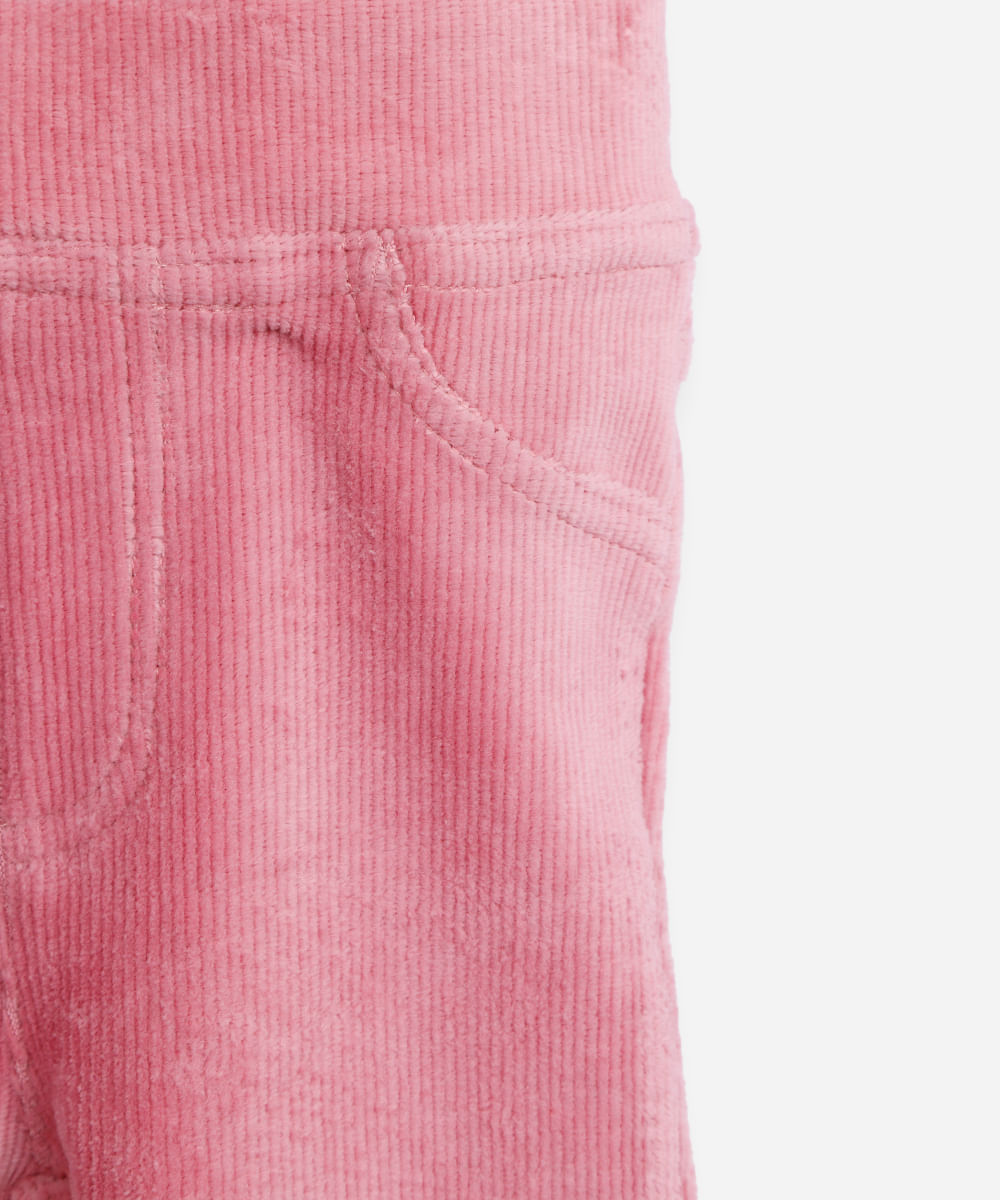 calça legging infantil de veludo texturizada rosa