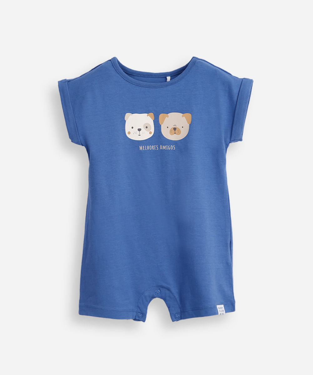 macacão de algodão infantil melhores amigos azul