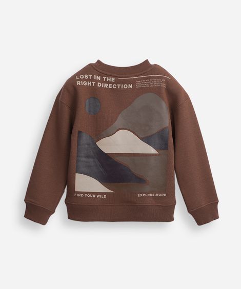 blusão de moletom infantil find your wild marrom
