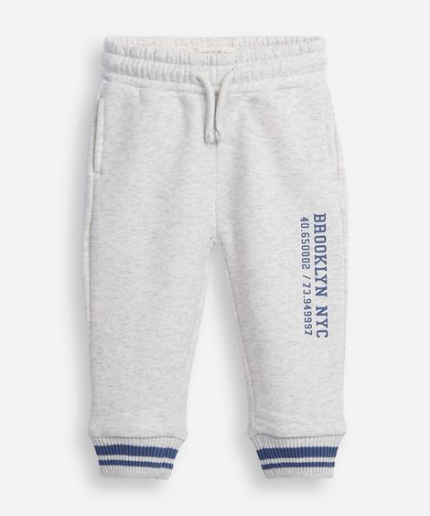 calça jogger de moletom infantil cinza