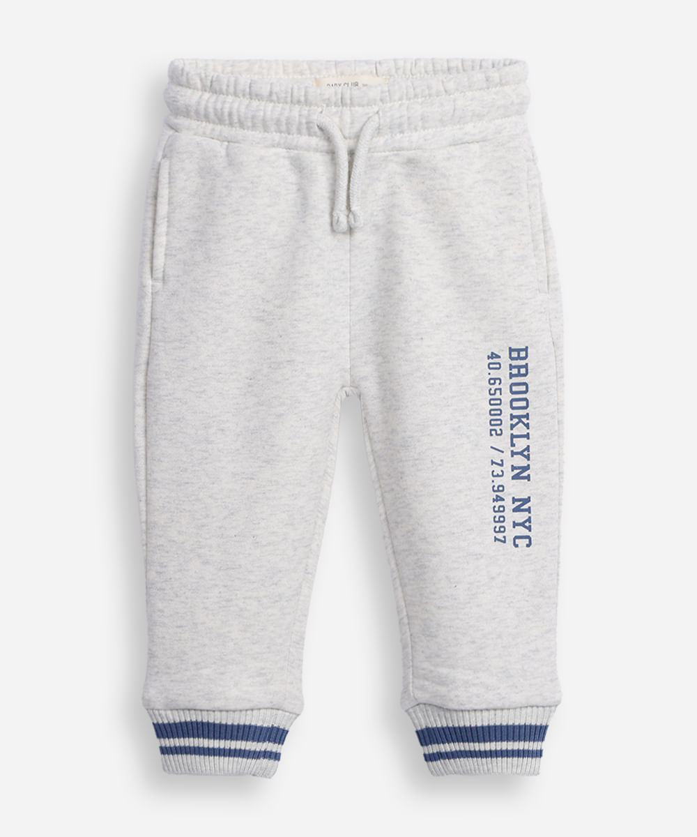 calça jogger de moletom infantil cinza