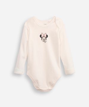 body infantil de algodão minnie poá off white