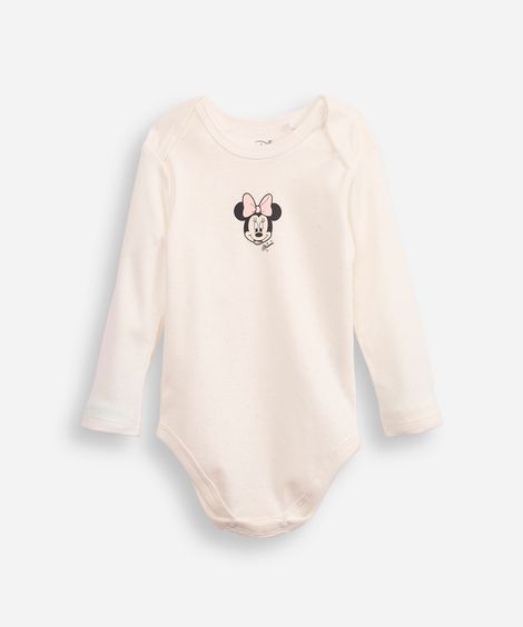 body infantil de algodão minnie poá off white