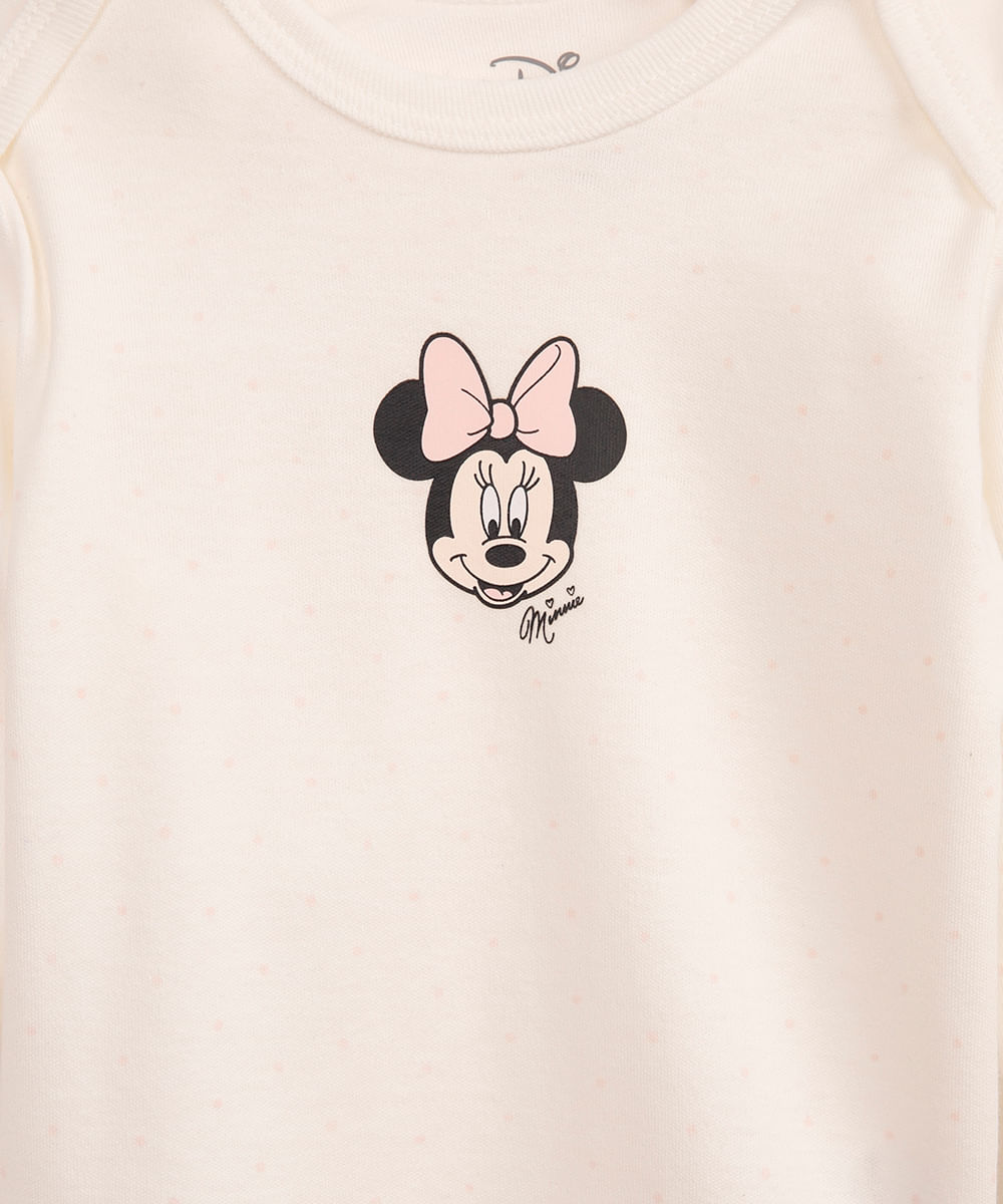 body infantil de algodão minnie poá off white