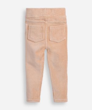 calça legging infantil de veludo texturizada bege