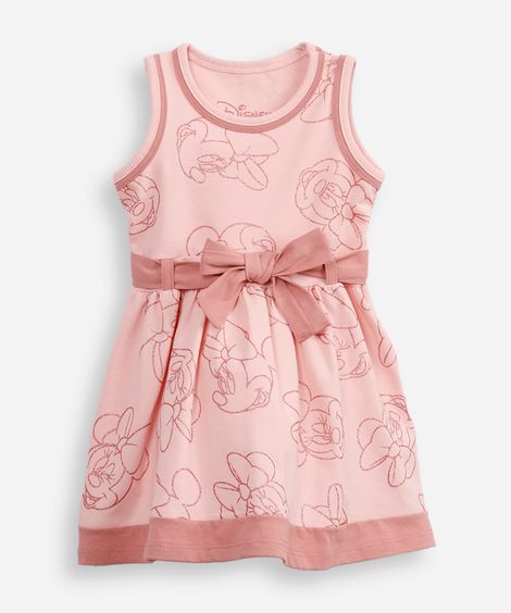vestido de algodão infantil minnie rosa
