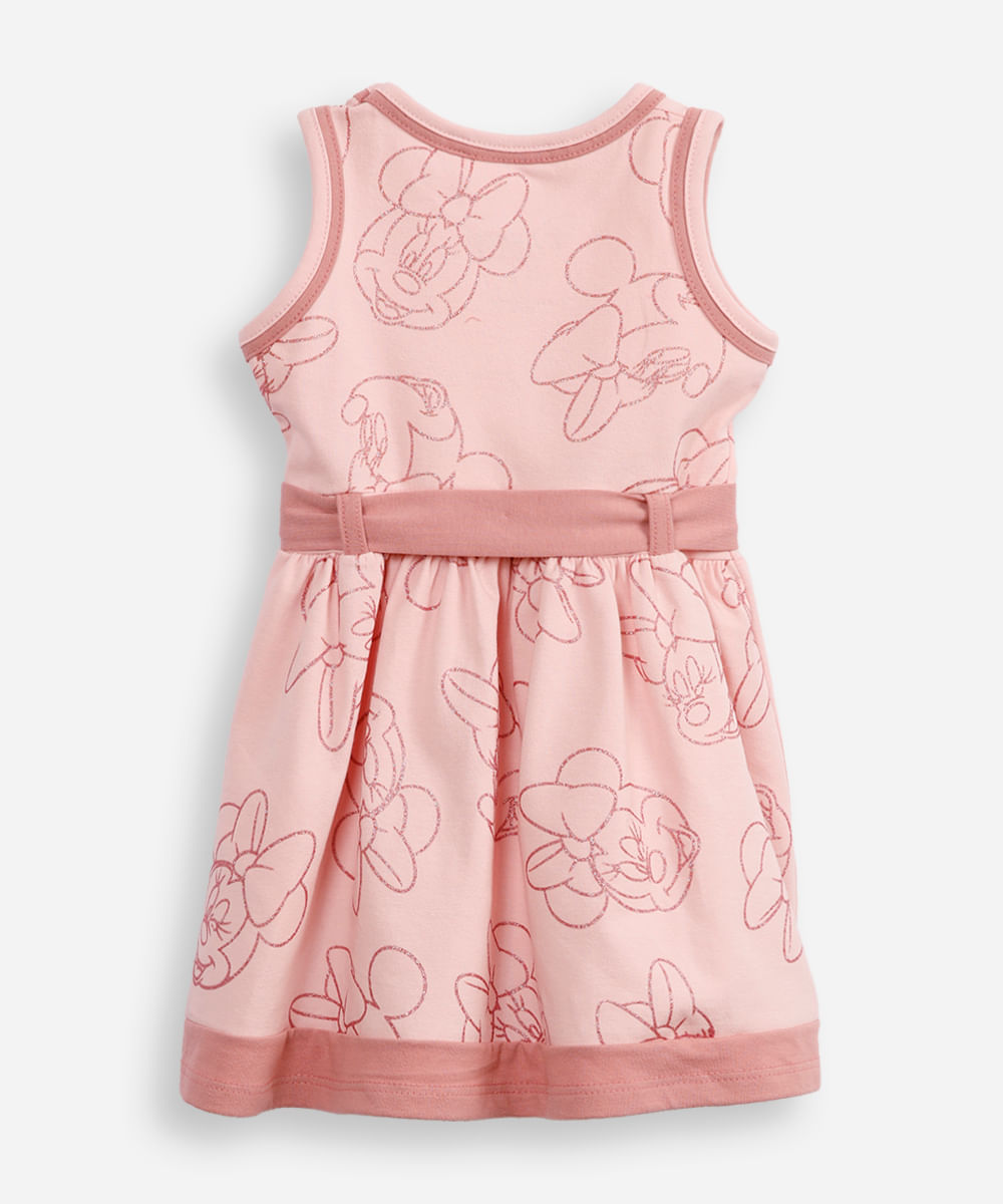 vestido de algodão infantil minnie rosa