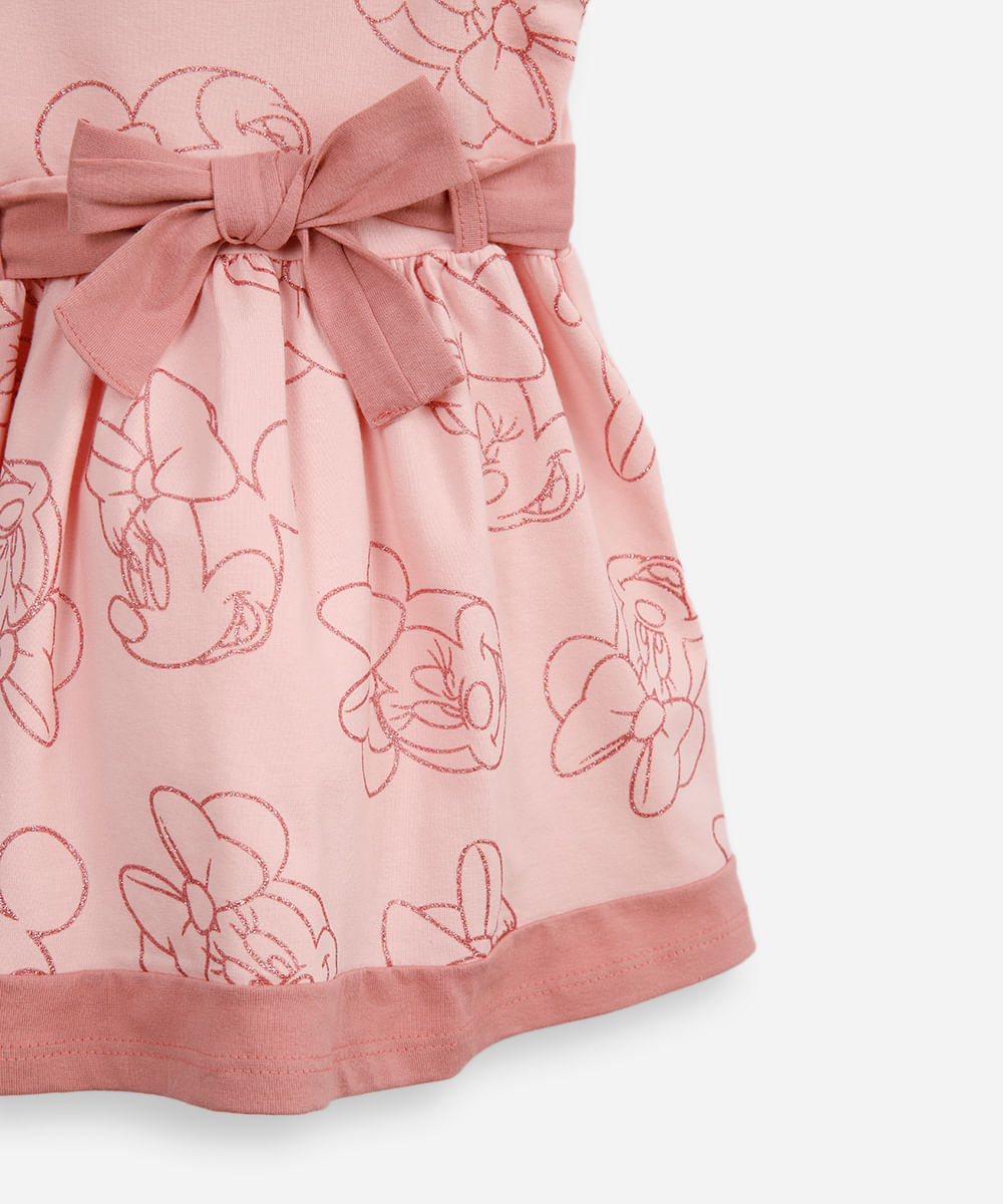 vestido de algodão infantil minnie rosa