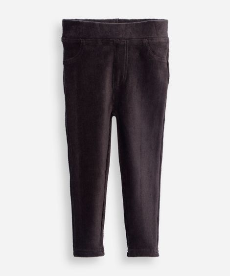 calça legging infantil de veludo texturizada cinza